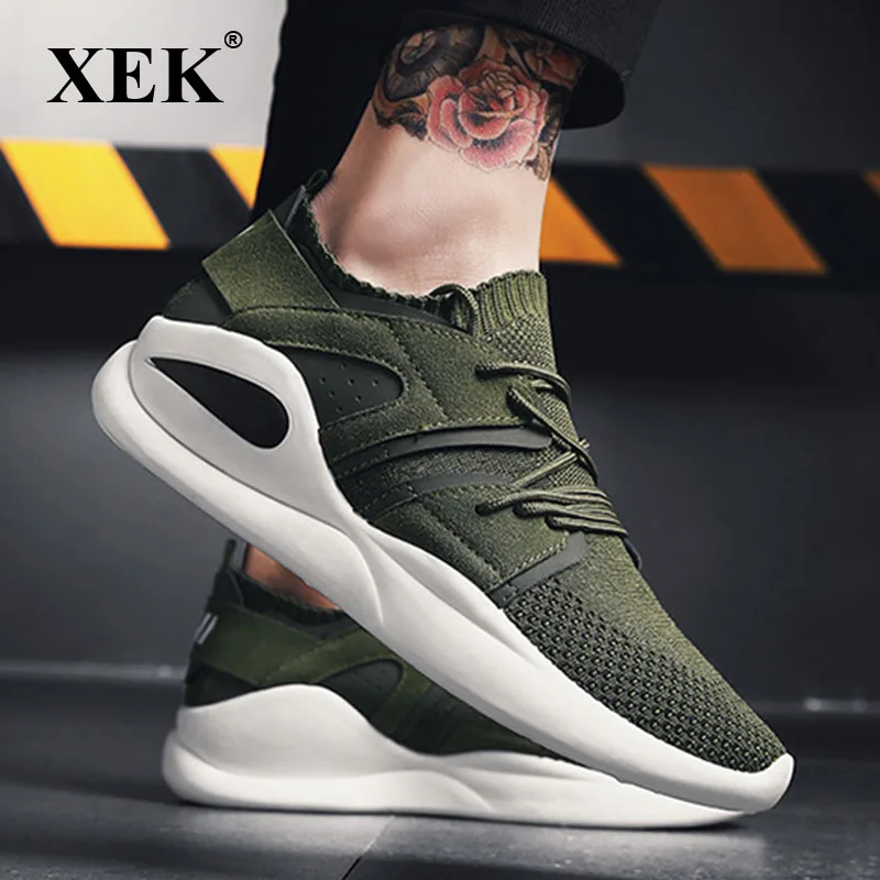 XEK High Quality Male Casual Shoes 2018 Tide Adult Tennis Stretch Fabric Design Green Spring Fashion Men ZLL286 | Обувь