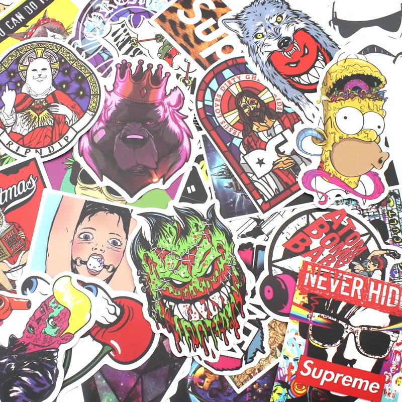 100 Pcs Unique Car Styling Decal Stickers For Snowboard Motorcycle Bike Laptop No Repeating Waterproof Stickers Accessories