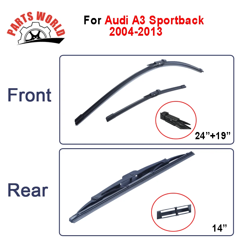 Combo Front And Rear Wiper Blades For Audi A3 Sportback 2004 2013