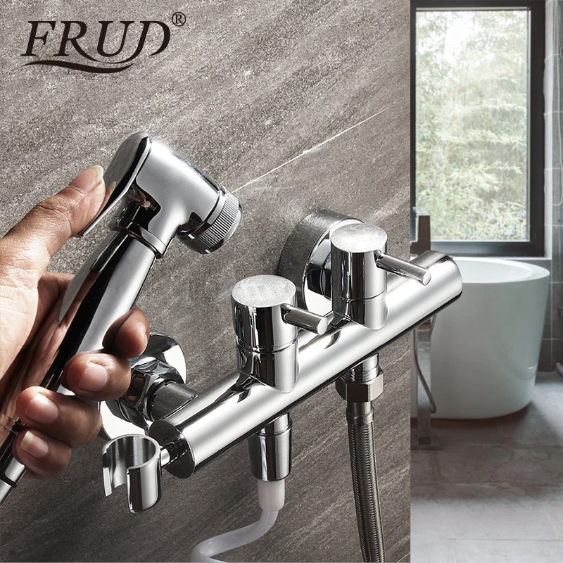 

Frud Bidet Faucet Chrome Toilet Sprayer Faucet Widespread Bathroom Faucet Washing Shower Tap Grifo Bidet Ducha Higienica