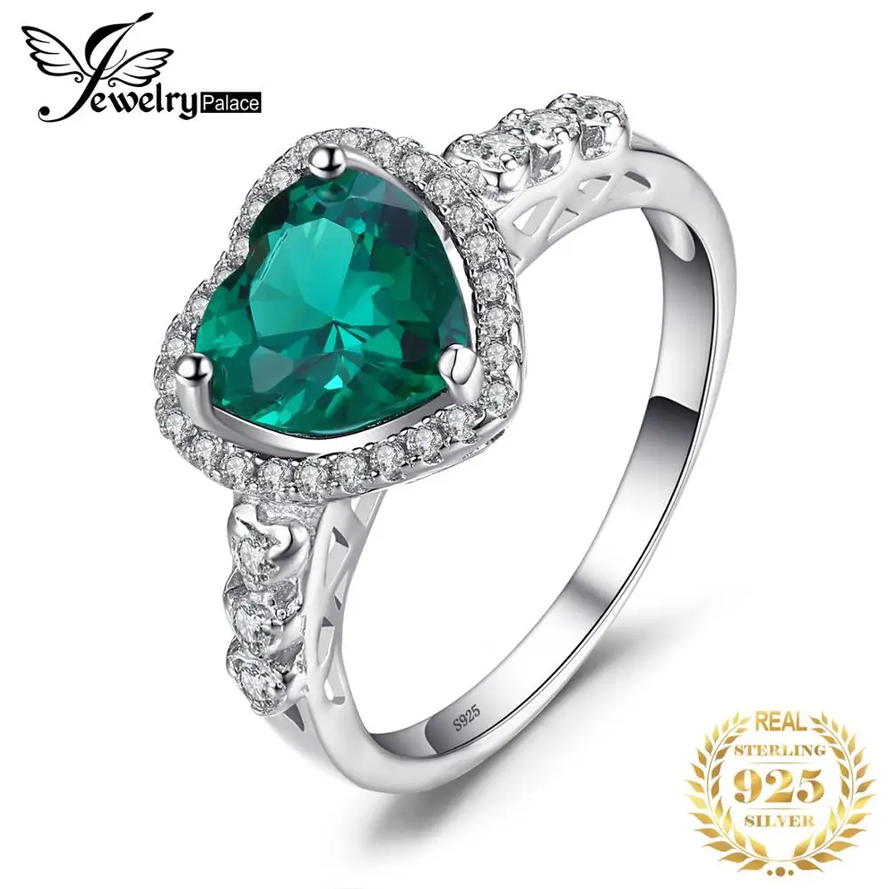 Jewelrypalace Сердце океана 1.8ct создания Изумрудный любовь навсегда Halo Promise Ring 925