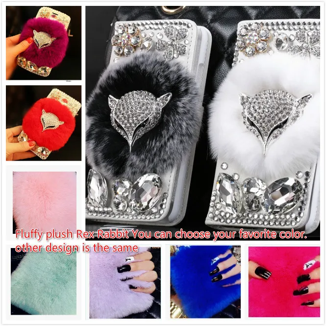 imágenes para Zorro de lujo de diy 3D Del Diamante de Bling Cubierta de la Piel de Conejo Real Para Apple iPhone7 7 plus 6 6 s más 6 más 5 5S Flip Cartera de Cristal de Nuevo caso imágenes para Zorro de lujo de diy 3D Del Diamante de Bling Cubierta de la Piel de Conejo Real Para Apple iPhone7 7 plus 6 6 s más 6 más 5 5S Flip Cartera de Cristal de Nuevo caso