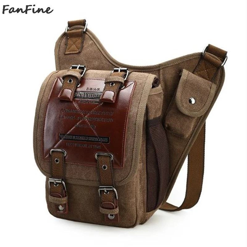 

FanFine new Retro Canvas man bag European fashion men's shoulder crossbody multifunctional messenger bag bolsa feminina
