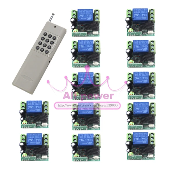 1000m Long Range Remote Control Switch DC 12V 1 CH 10A Relay 12 Receiver 1 Transmitter Fixed Light Lamp Wireless Switch 315/433 1000m Long Range Remote Control Switch DC 12V 1 CH 10A Relay 12 Receiver 1 Transmitter Fixed Light Lamp Wireless Switch 315/433
