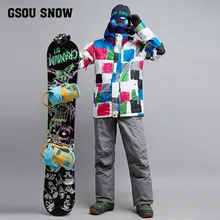 Мужская лыжная куртка и штаны для катания на сноуборде костюм ветрозащитная Водонепроницаемый зимняя уличная спортивная одежда мужской для катания на лыжах, верховой езды костюм комплект