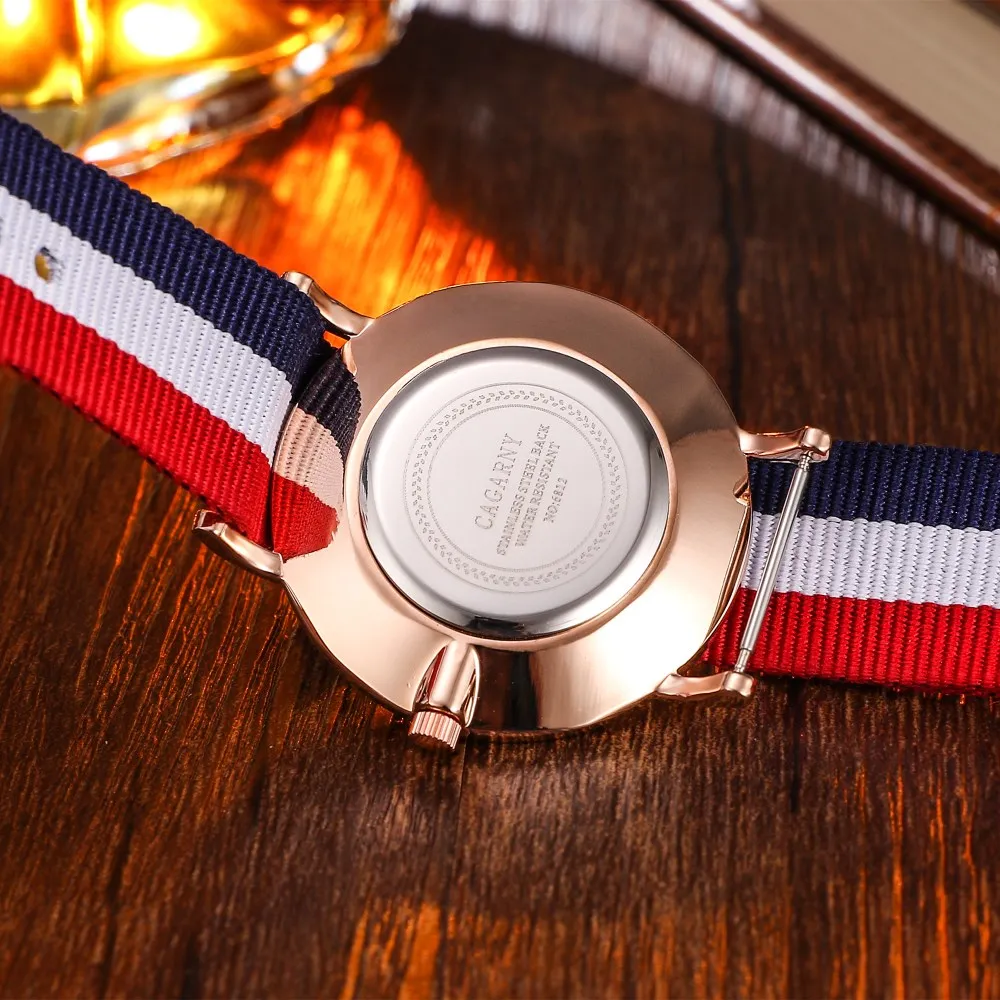 Cagarny Для мужчин часы Повседневное нейлоновый ремешок браслет золотые наручные часы Мода Подарки для влюбленных мужской Кварцевые часы