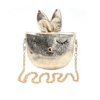 

New Kids Girls Rabbit Shoulder Bags Children Handbag Baby Metal Chain Faux Leather Messenger Bags Animal Printing Bags