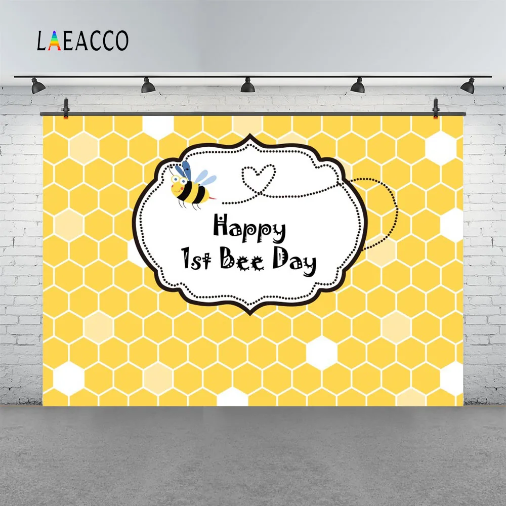 Laeacco Happy 1st пчела день соты ребенка рождения партии мультфильм фотографии фоны для