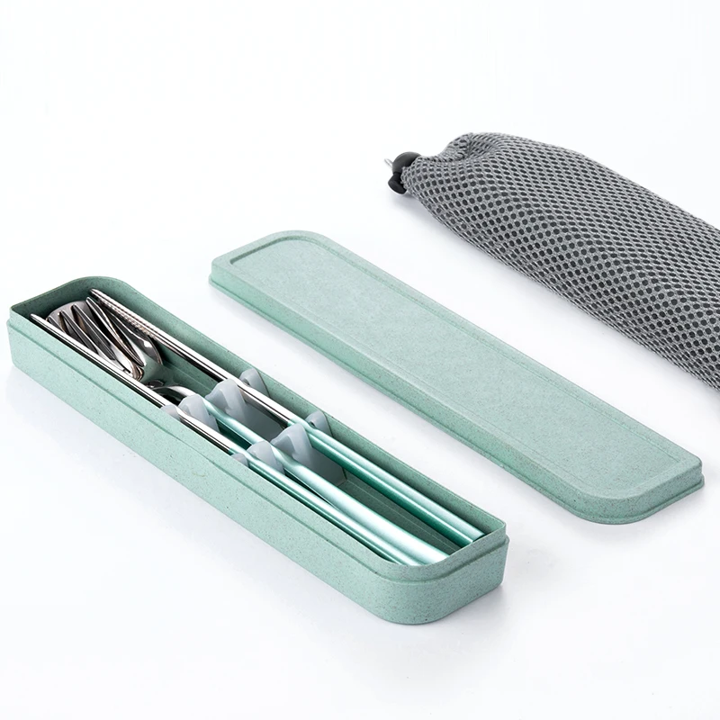 

Onlycook Portable Tableware Three-piece 304 Stainless Steel Chopsticks Spoon Set Color Travel Cutlery Box Set