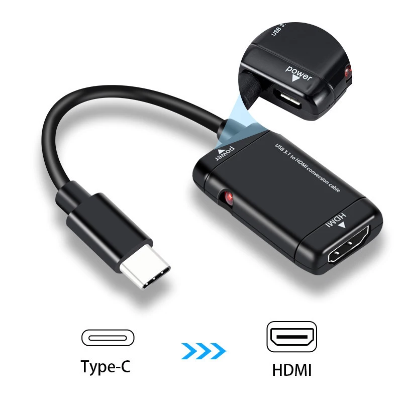 

USB C to HDMI Splitter with Power Port Function USB 3.1 Type C Converter Male to Female for Huawei Samsung Xiaomi