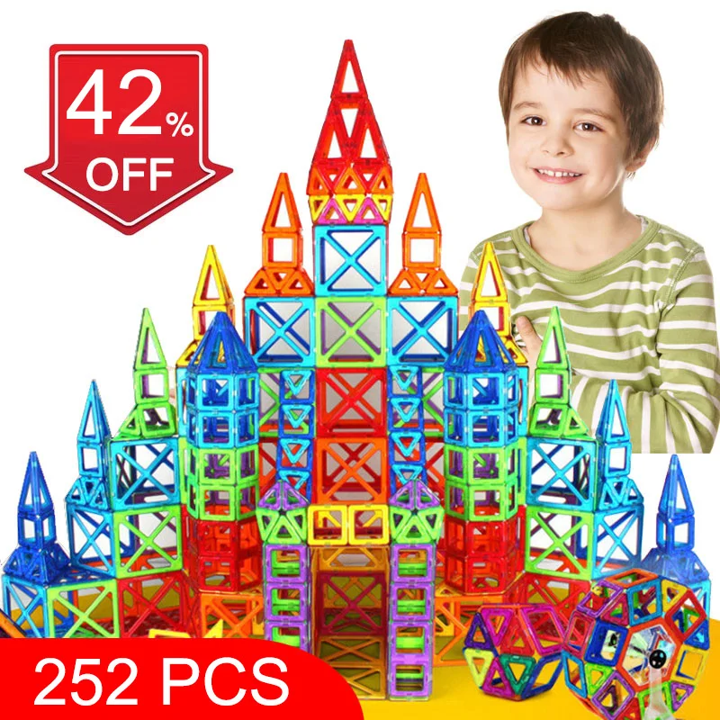 BD 252pcs Magnetic Blocks Mini Magnetic Designer Construction 3D Model Magnetic Blocks Educational Toys For Children