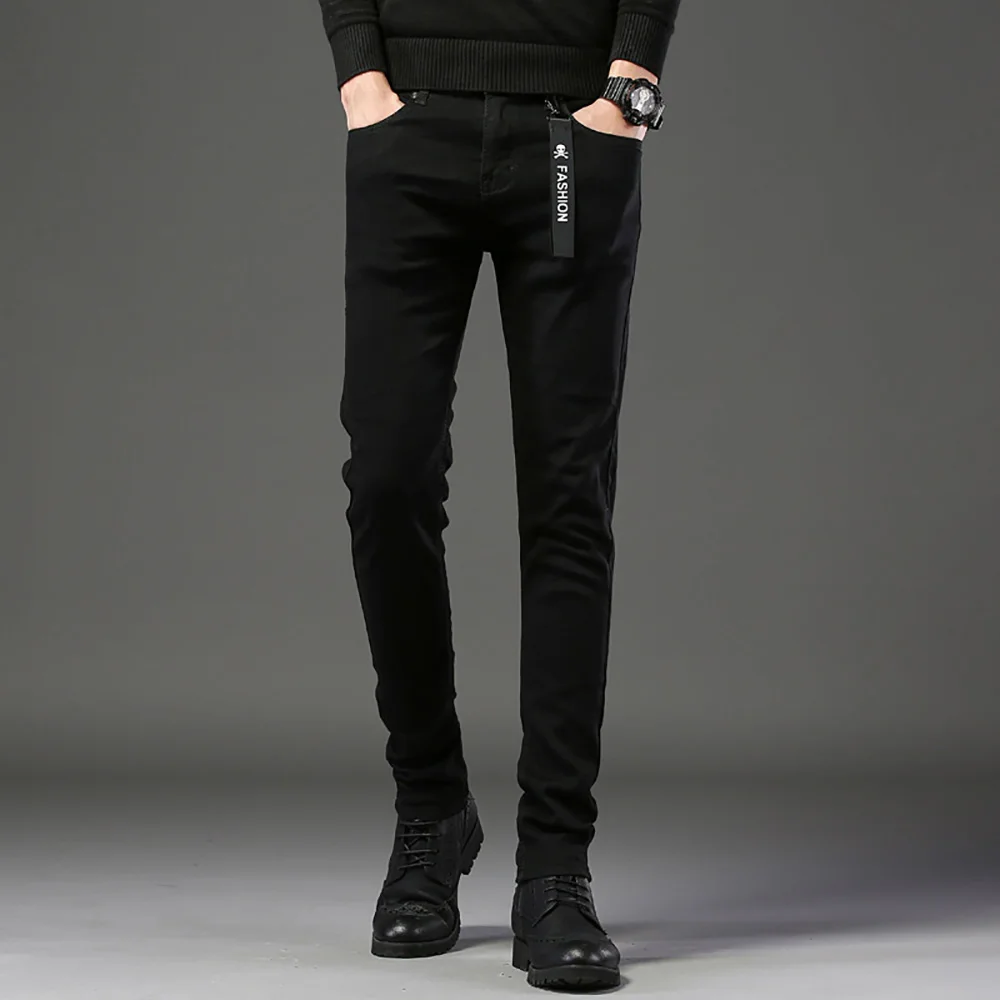 

AudWhale Summer Men Skinny Jeans Pants Casual Black Men's Jeans Pants Full Length Cotton Pencil Denim Pants