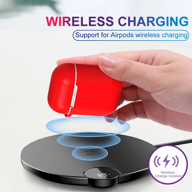Qi Wireless Charger for Apple Airpods 2 1 Bluetooth Wireless Earphone Protective Soft Silicone Case Box Charger for Xiaomi mi 9