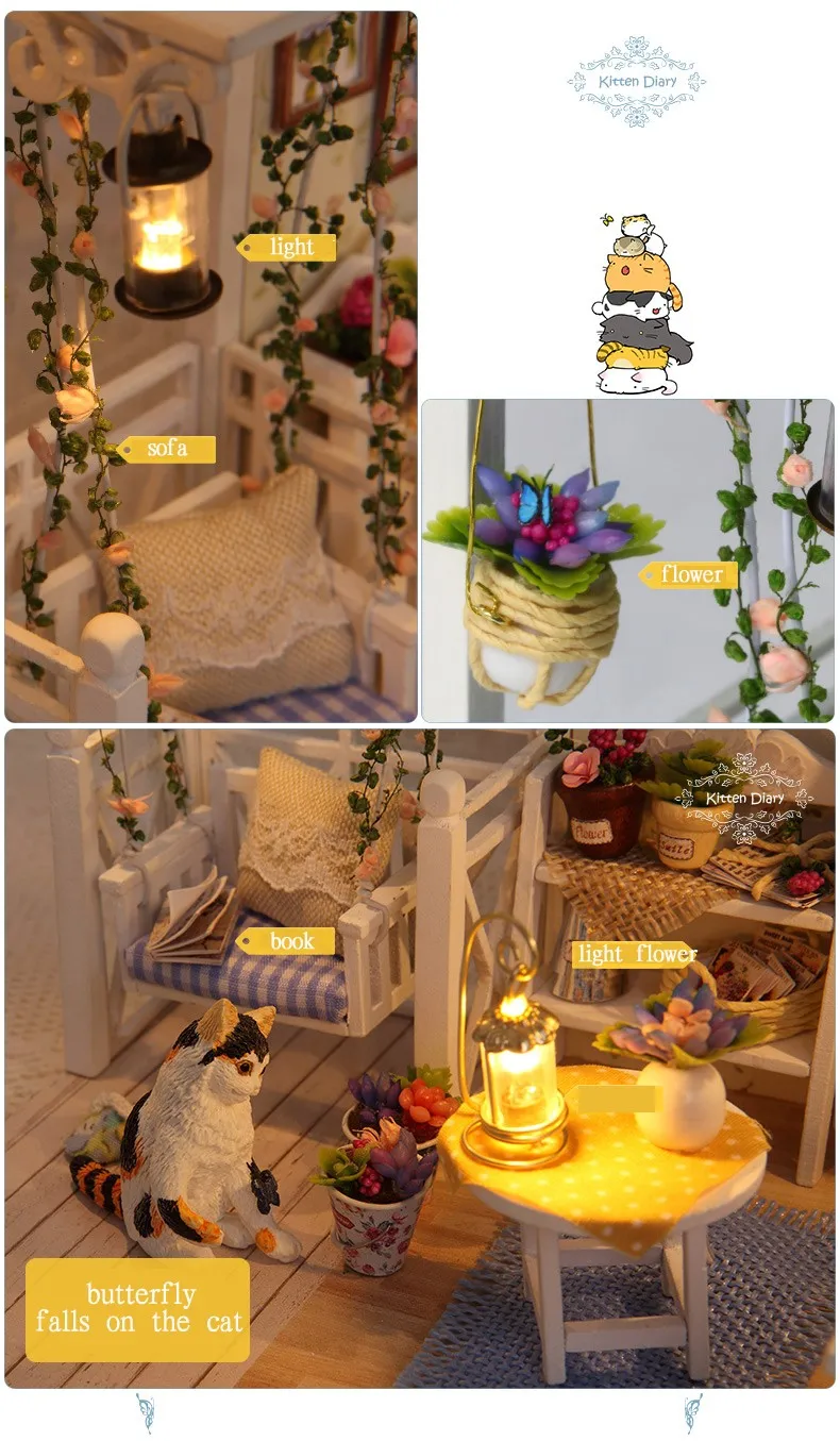 Casa de Boneca Brinquedo de Madeira Casas de Bonecas em Miniatura Brinquedos com Móveis Montar Faça Você Mesmo Miniatura Led Luzes Presente Aniversário H13 6 madeira miniatura casas de bonecas em miniatura