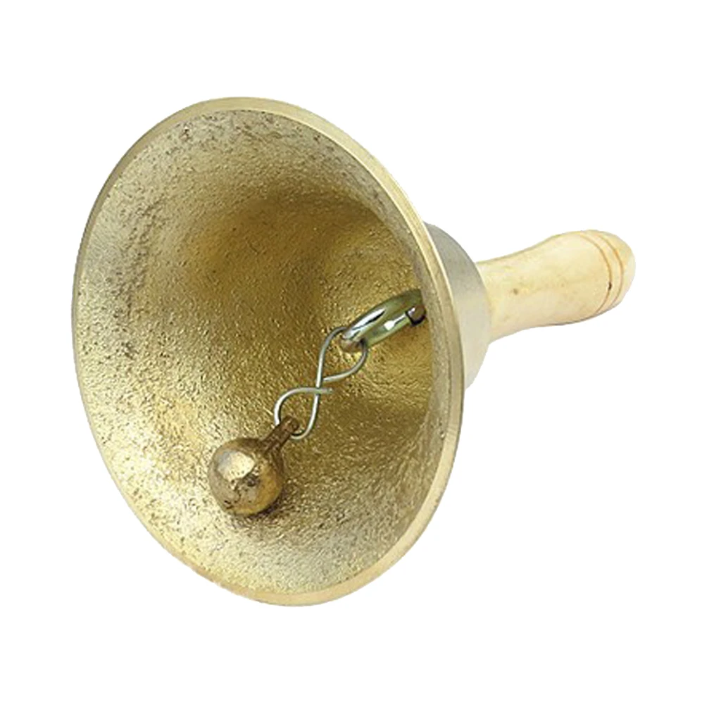 Tooyful Vintage Copper Handbell Hand Shaking Jingle Bell Wood Handle Handicraft Gift