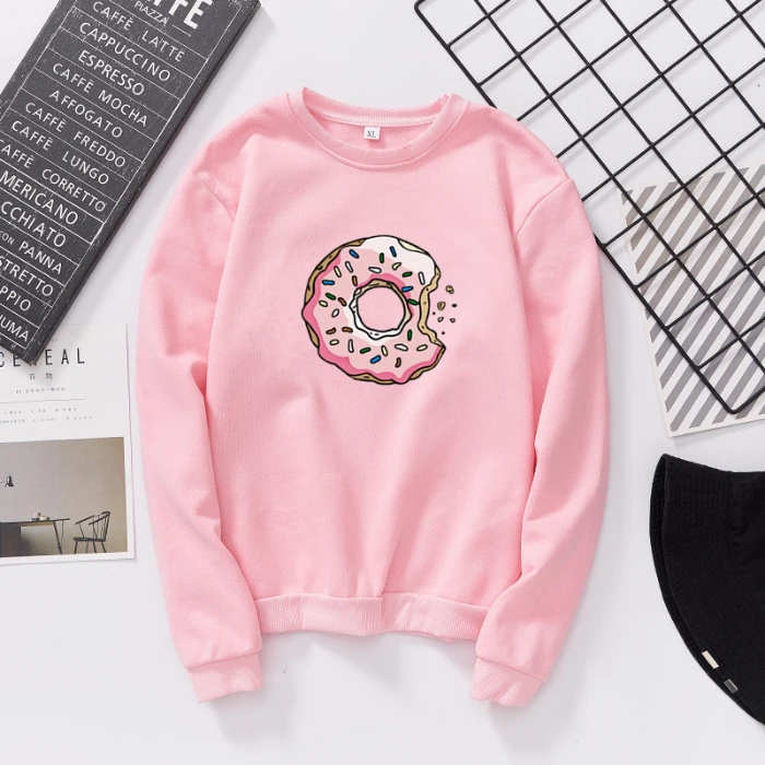 Пончик печатных осень розовый кашемир монста х эстетику pusheen harajuku bt21 в Корейском стиле vs розовый south side hoodie