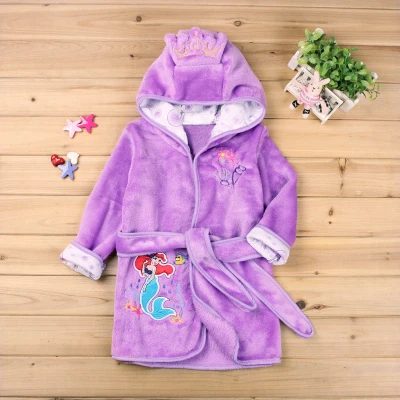 Милые детские пижамы, халат, флисовые банные халаты с Микки и Минни для малышей, одежда для сна для мальчиков и девочек, новая весенне-осенняя одежда для детей - Цвет: Purple