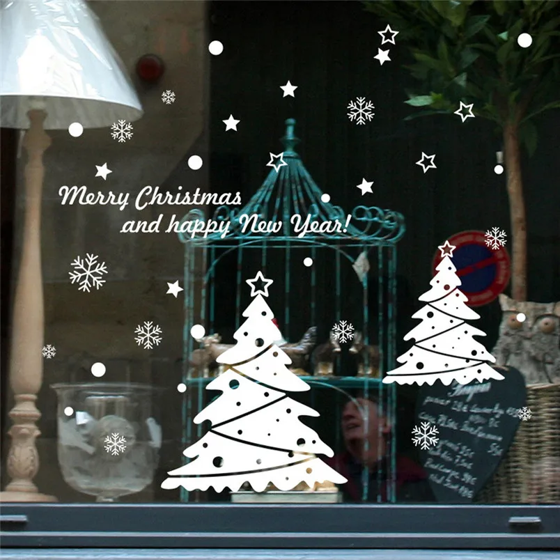 1 шт. новогодние наклейки на окно Снеговик съемные домашние виниловые стеклянные наклейки на стену Наклейка домашний Декор adesivo de parede#4n07
