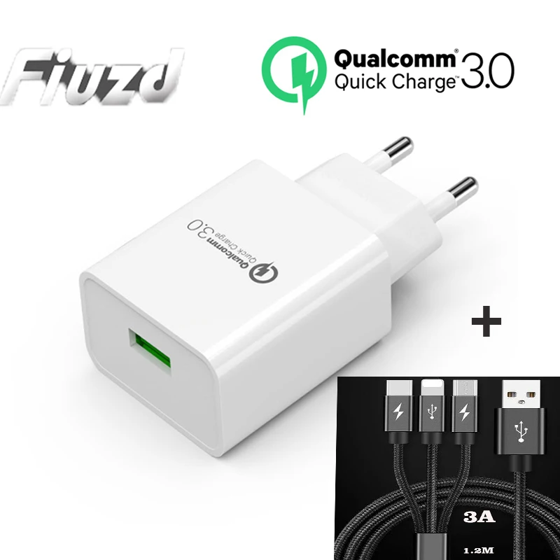 Fiuzd USB Charger 18W Quick Charge 3.0 Mobile Phone Charger for iPhone Fast QC 3.0 Charger for Huawei Samsung Galaxy S8 S9+ S10666