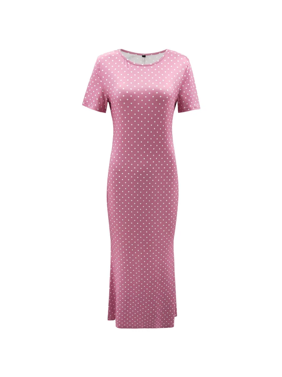 Gladiolus Sexy Bodycon Summer Dress Women 2019 Short Sleeve O Neck Polka Dot Women Maxi Dress Spring Ladies Sexy Club Dresses (28)