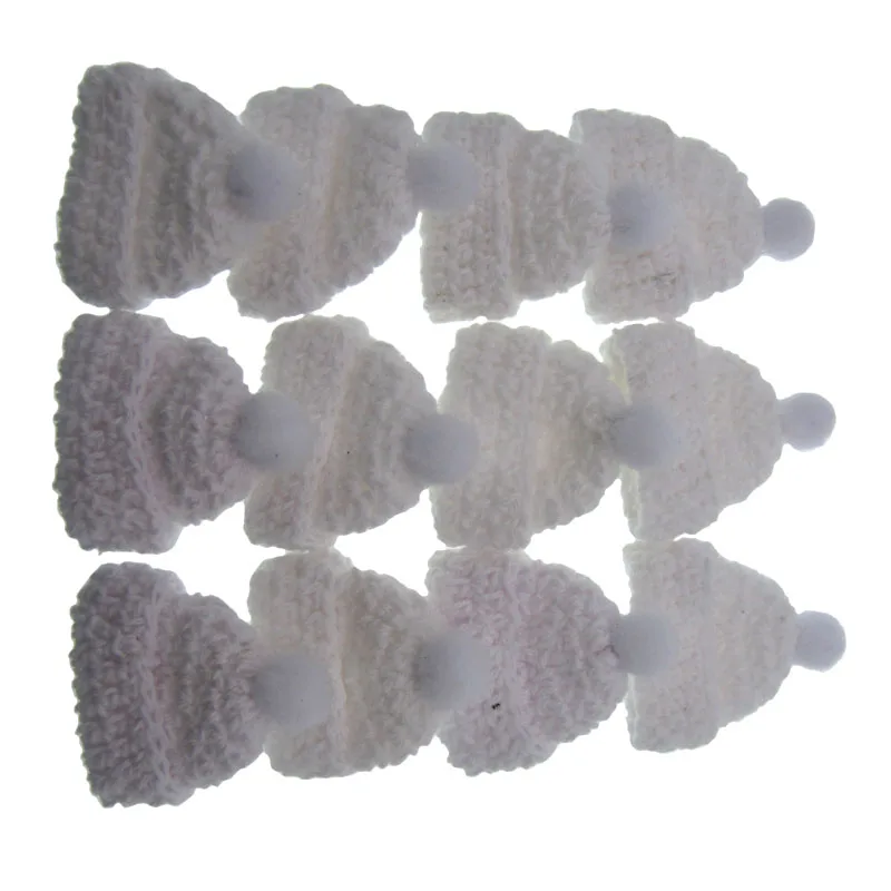 

12Pcs Handmade white miniature crochet hat for baby shower baptism craft party decorations 30 x 35mm