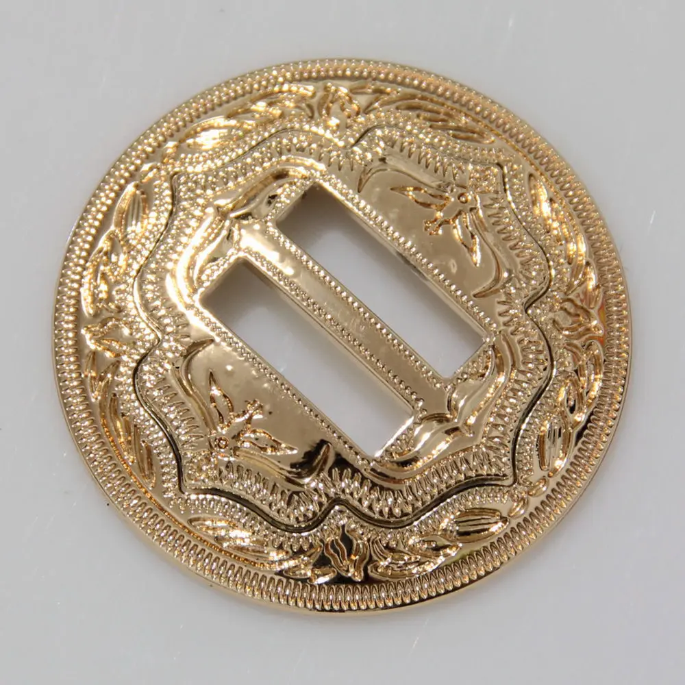 

(KBS01) Wholesale 50pc 1-1/4" ( 3.2cm ) Slotted Concho 2-Tone Saddle Tack Belt Conchos Leathercraft Gold