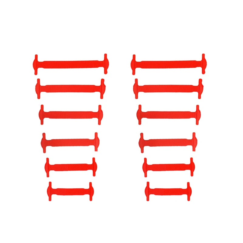 SENTCHARM 12PCS/Lot Children Easy No Tie Shoelaces Elastic Silicone Flat Shoe Lace Set for Kids 