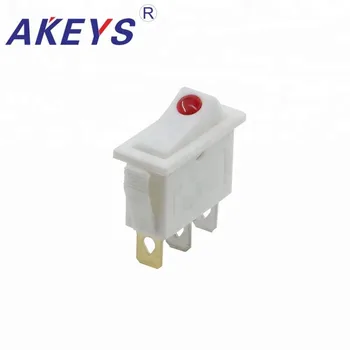 

5PCS KCD3-101-3P 3 pins 2 Position White on-off rocker switch with Cat eye and red light