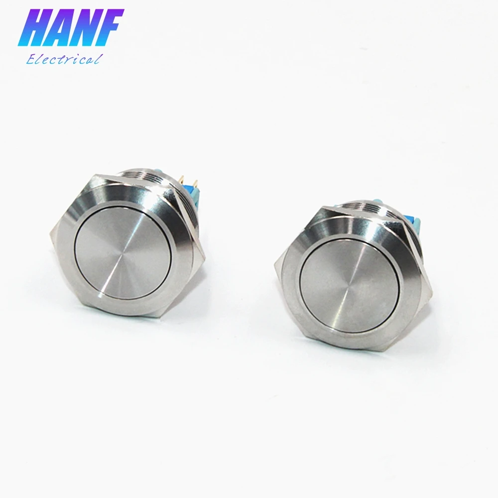 

1pcs 25mm 1NONC Flat Head Self-latching Metal Push Button Switch Pin Terminal 4 Legs Waterproof