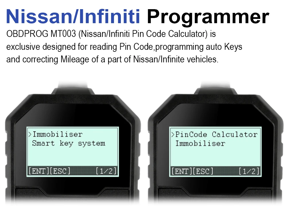 OBDPROG MT003 светодиодный фонарик-брелок на ключи для Nissan/Infiniti с 4-разрядный и 20-разрядный для чтения pin-кода иммобилайзер одометр через OBD 2