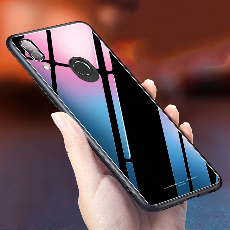 For Samsung Galaxy M20 Case Luxury Glossy Tempered Glass Soft Silicone Shockproof Hard Cover M10 Phone Cases |