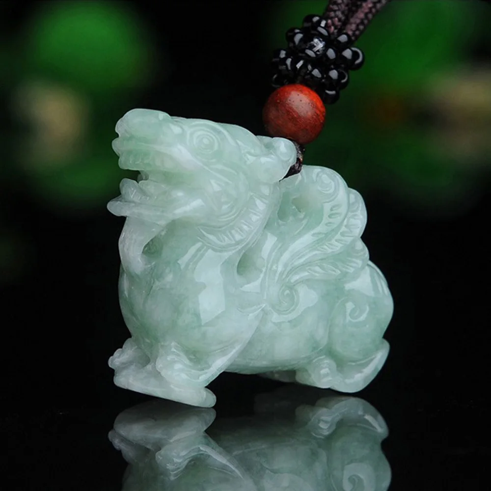 

Myanmar yu Brave Troops Pendant Necklace Drop Shipping yu Stone Lucky Amulet PiXiu Necklace With Chain Fine Jewelry