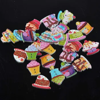 

Cake painting 10 items Wooden decorative buttons For Sewing Scrapbooking Crafts 50pcs 18-25mm MT1587