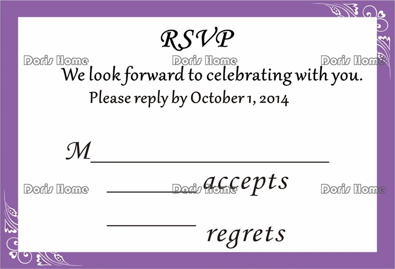 

Free Shipping Personalized RSVP Card with Free Envelope for Wedding / Party,50 pcs/lot,R3