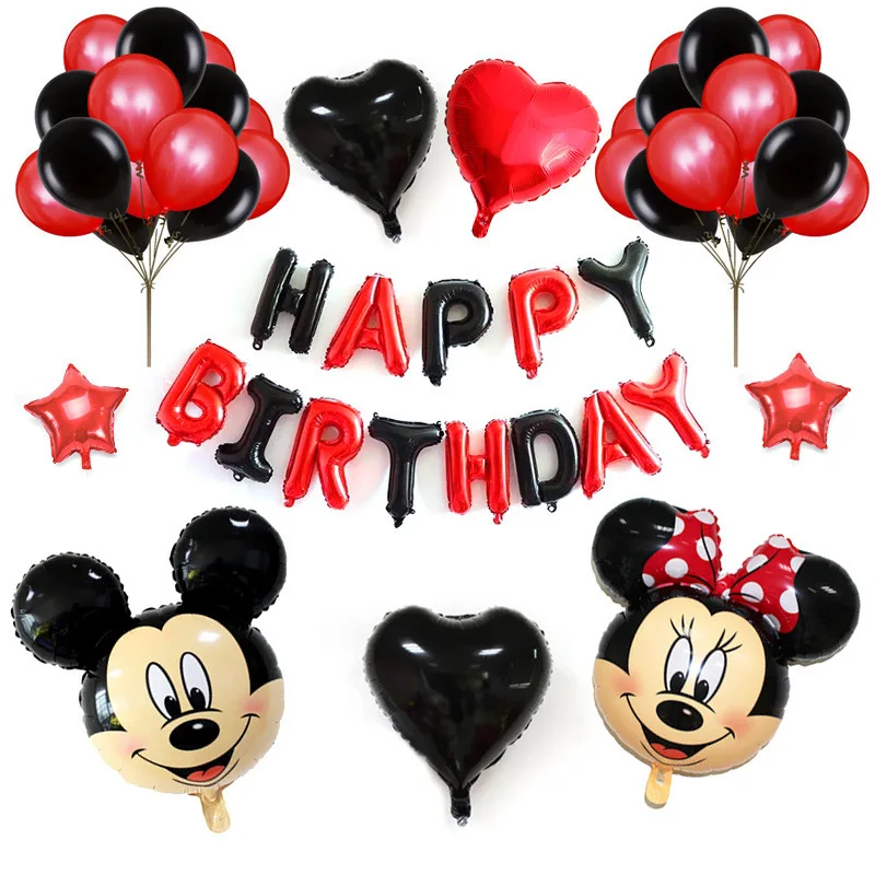 Надувные шары с надписью HAPPY BIRTHDAY воздушный шар Микки Маусом набор Минни для