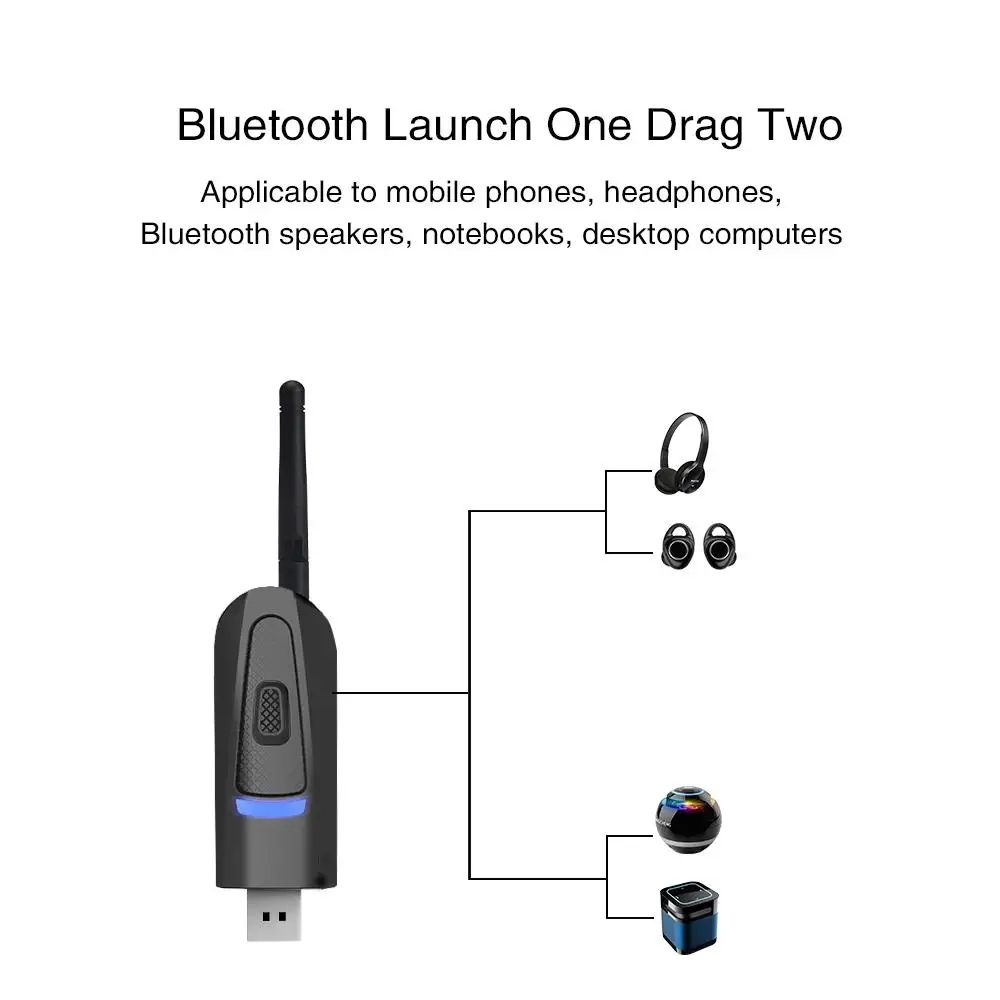 Bluetooth 5,0 передатчик 2-в-1 Беспроводной 3,5 мм аудио адаптер для ТВ/домашний звук Системы