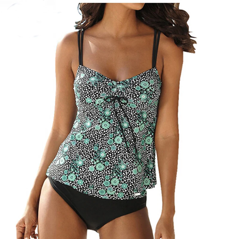 Print two pieces Swimwear Print Tankini Sets halter Swim suit Women