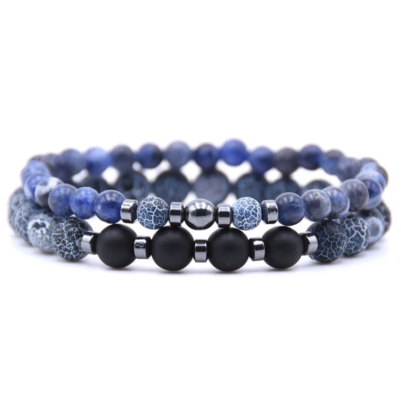 

2PC/Set Couple Distance Bracelet Natural Stone Beaded Pulseira Homme Yoga Charm Bracelet Femme BFF Yogi Bracelet for Women