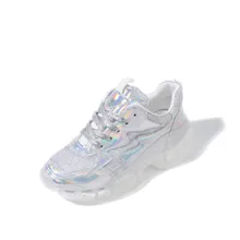 Кроссовки Для женщин красочные сетки дышащая обувь модные повышение кроссовки новые летние прозрачные подошва кроссовки на шнуровке SS01