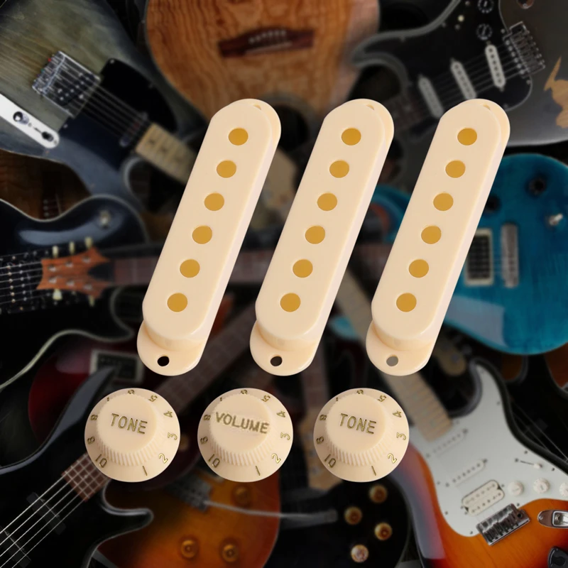 

Electric Guitar Pickup Cover Volume Tone Knob Switch Tip Set For Strat New