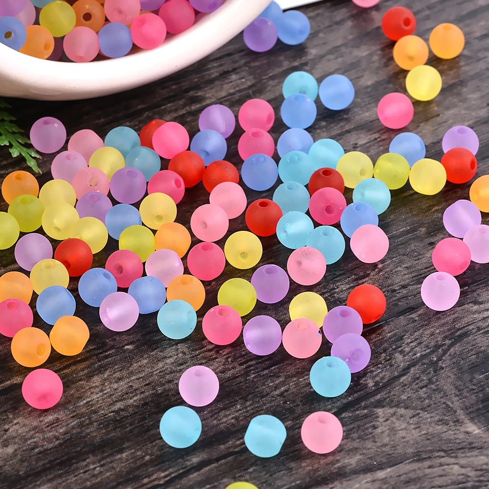 250 Randomly Mixed Round Acrylic slightly frosted pretty Spacer Beads,6mm 