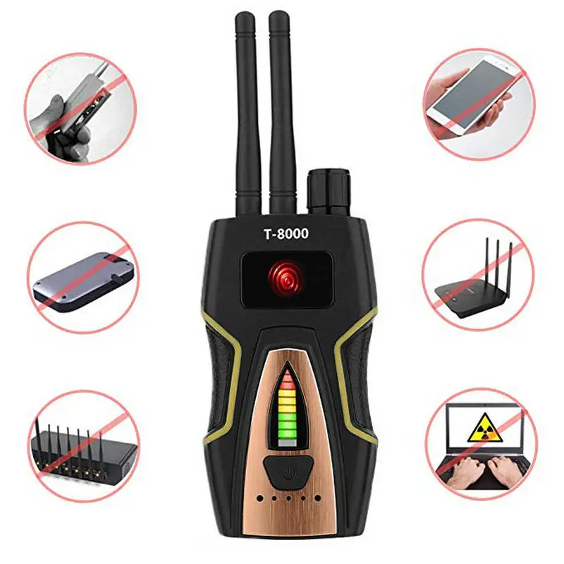 Anti-Spy Wireless RF Signal Detector Bug GPS Camera Signal Detector for Hidden Camera GSM Listening Device T8000 Free Shipping