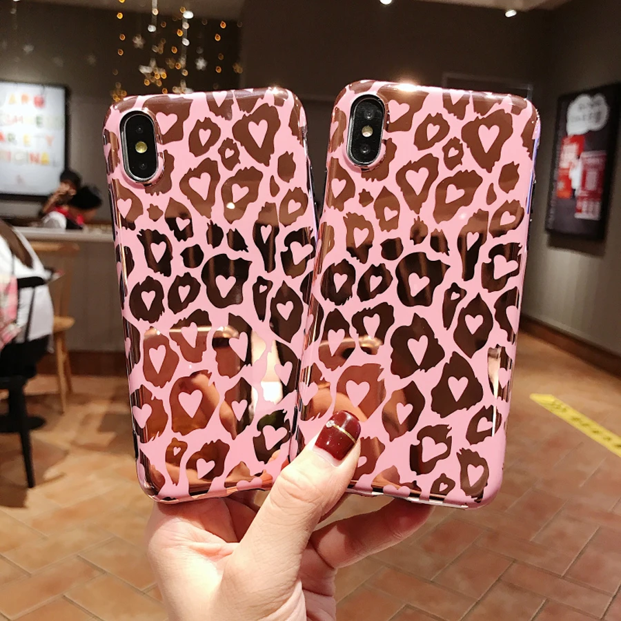 

plating leopard tpu case for iphone 7 8 6 6s plus X XR XS MAX case cover luxury 3d patterned soft silicon protective phone bag