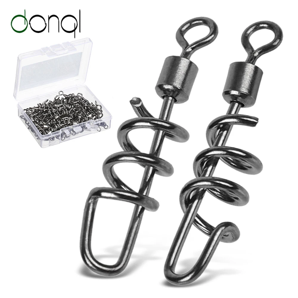 DONQL 10/20/50pcs Fishing Connector Rolling Swivels with Snap 2#-10# For Fishhook Lure Tackle Carp Fishing Accessories