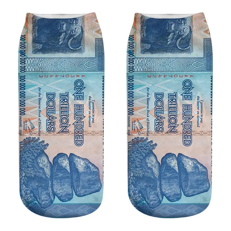 Dreamlikelin/модные повседневные смешные носки Харадзюку, унисекс, короткие носки, доллар, деньги, 3D принт, мужские женские носки