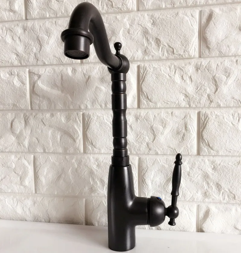 Swivel Spout Water Tap Oil Rubbed Black Bronze Single Handle Single Hole Kitchen Sink & Bathroom Faucet Basin Mixer Tap anf371