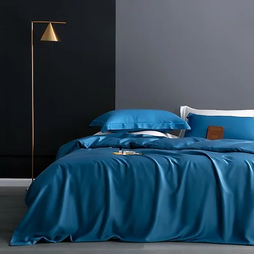 Color 2 Tencel Lysell однотонный белый розовый серый пододеяльник набор дышащий шелковистый мягкий 4 шт. постельные принадлежности queen/King size простыня подушка sham - Цвет: Color 2