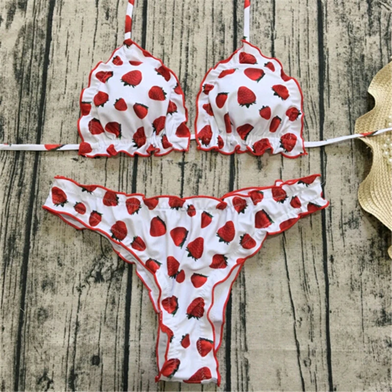 Floral Bikini Sexy Mujer Padded Bra Swimsuit Bandage Triangle Swimwear Bathing Suits Women Brazilian Bikini Biquinis Feminino