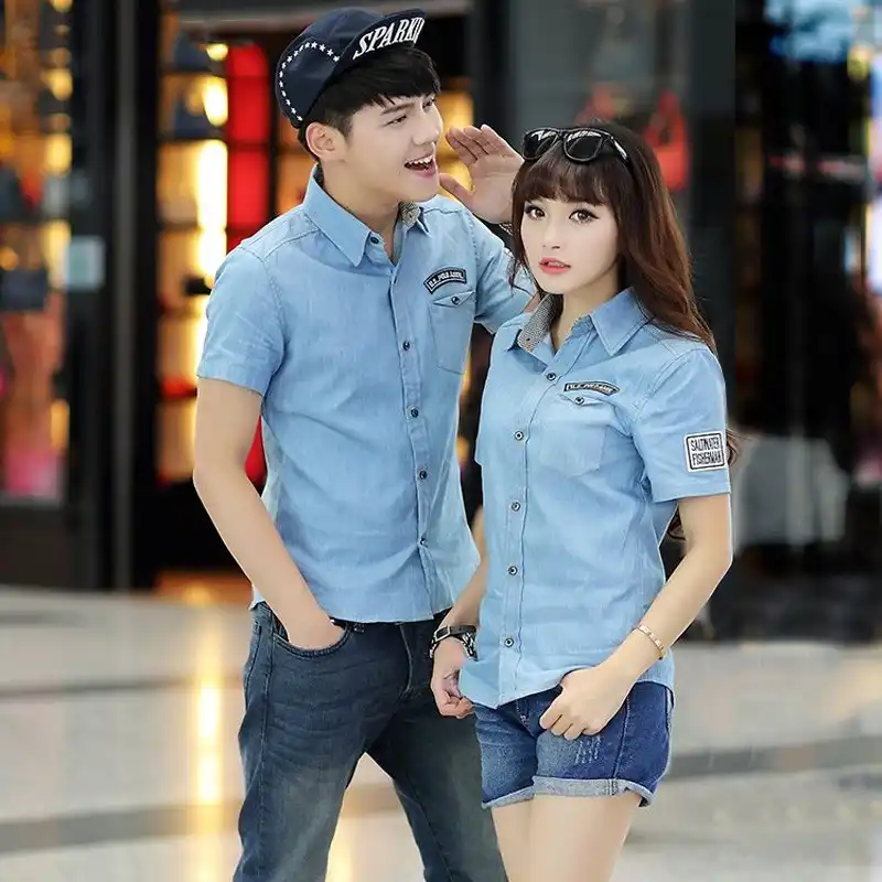 couple denim shirts