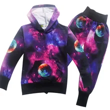 EMS/DHL Free shipping 2017 New Arrival Cotton Earth printing Boy Pants Suit Sweater Hoodie coat two Piece suit for children